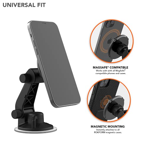 ROKFORM - Adjustable Magnetic Windshield Phone Holder, Compatible with MagSafe Phone Cases and Cases, Strong Suction Cup, 210° Tilt, 360° Rotation - Image 3