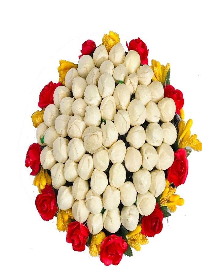 AROOMAN Artificial White flower Bun Juda Maker Flower Gajra Hair Accessories For Women and Girls Pack-01 - Image 1