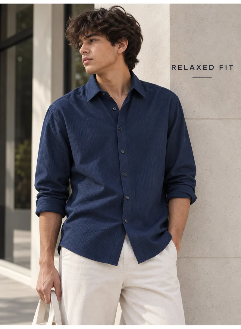 فكتور اند جين Men's Textured Relaxed Fit Shirt