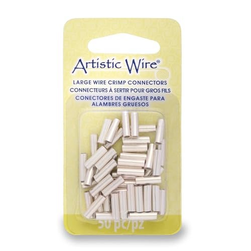 Artistic Wire Large Gauge Crimp Tubes, Tarnish Resistant Silver Plated, for 12 ga Wire, ID 2.2 mm / .086 in, 50 pc - Image 1