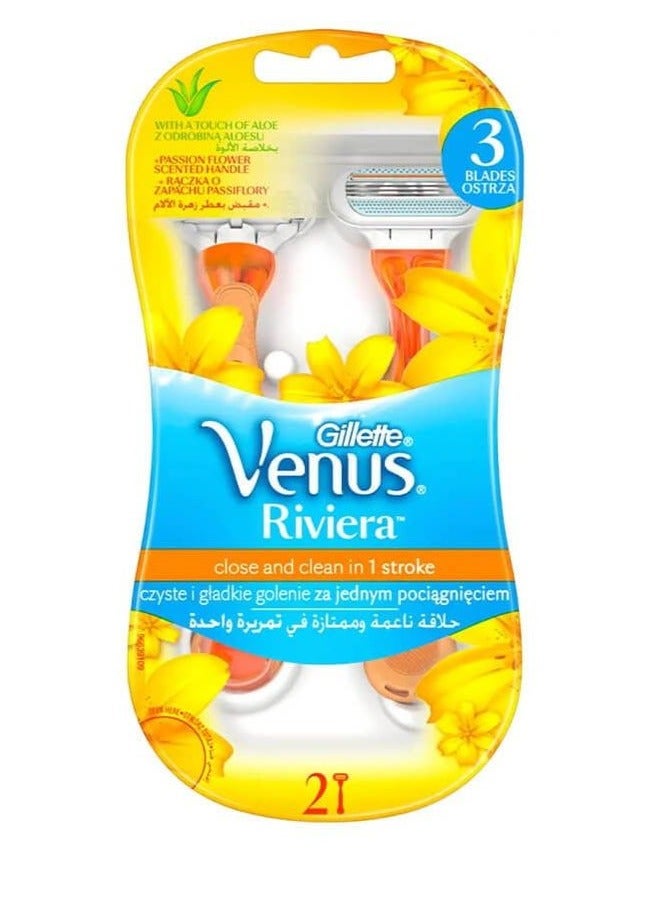 عبوات شفرات حلاقة فينوس ريفيرا للاستخدام لمرة واحدة مكونة من قطعتين - Image 2