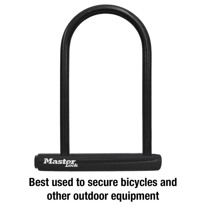 Master Lock Black Bike Lock with Key, Standard Size U-Lock for Bicycles and Other Outdoor Equipment, Anti-Theft Lock for Bikes, 8320D - Image 3