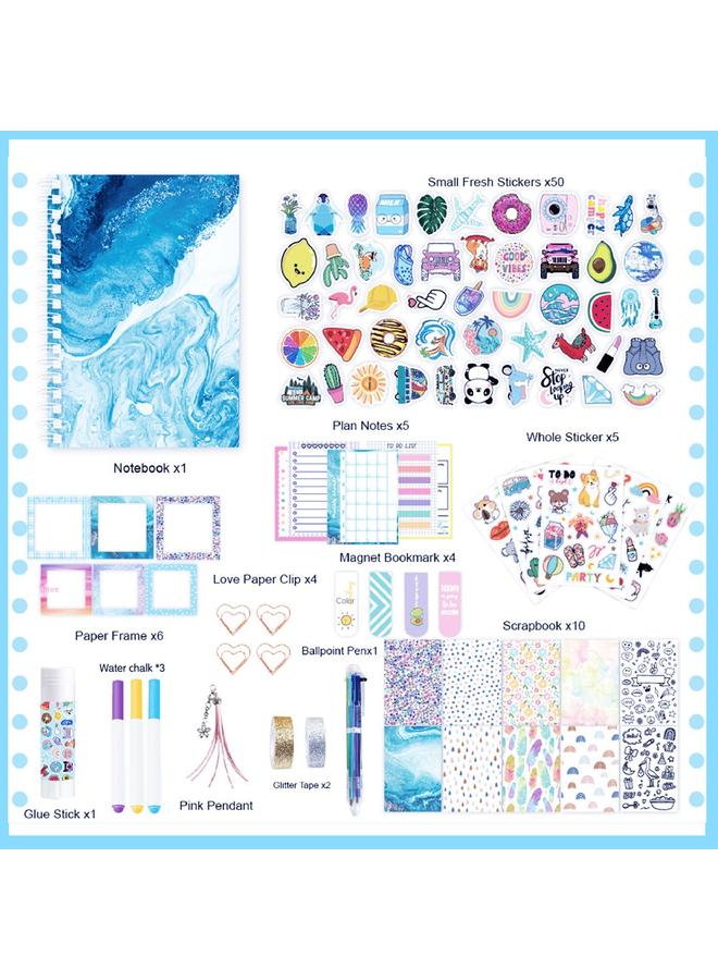 Bluejw Cross-border New Scrapbook Stickers Diy Journal Set Children's Stationery Full Set Hand Book Diary Suit - Image 1