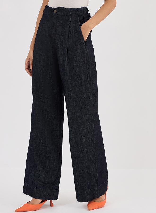 Femmella Navy Blue Wide Leg Jeans - Image 2