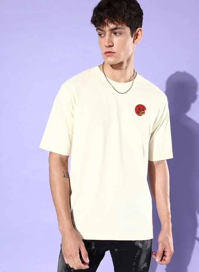 Difference of Opinion Back & Front Graphic Print Oversized T-Shirt with Drop Shoulder Sleeves by Styli