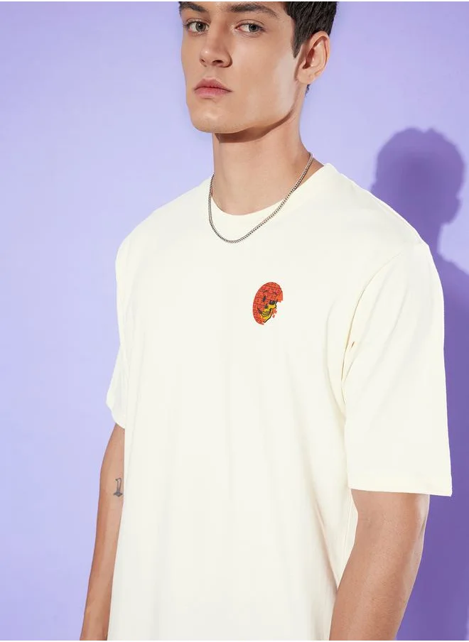 ديفيرينس أوف أوبينيون Back & Front Graphic Print Oversized T-Shirt with Drop Shoulder Sleeves by Styli