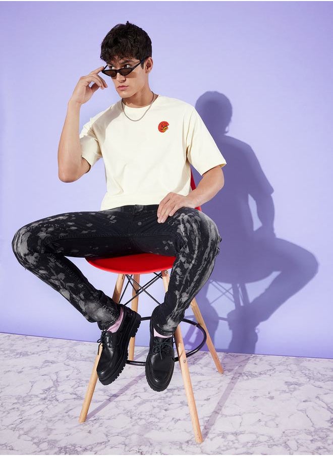 Difference of Opinion Back & Front Graphic Print Oversized T-Shirt with Drop Shoulder Sleeves by Styli  - Image 4
