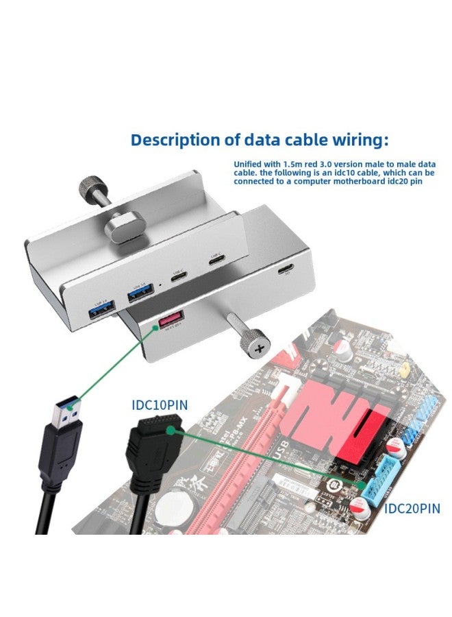 Multi-function Hub Hub Splitter Multi-USB3.0 Interface Expansion Dock Extender Easy To Fix Notebook-Number Of Interfaces:silver 2A2C-Optional 0.6 M Black Connect Motherboard IDC  - Image 1