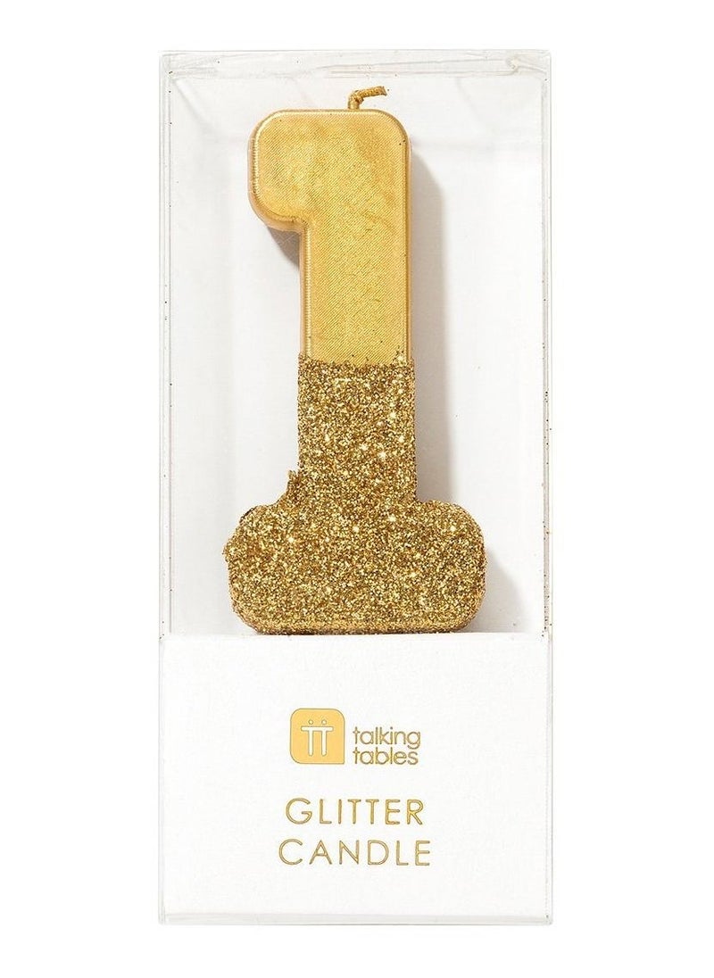 Talking Tables Talking Tables 1 Number Birthday Candles, Candle for Cake Decoration, Candle for Birthday Cake Topper, Anniversary Cake Number Candle. Candle stick for special occasions such as birthdays and Anniversaries (1 Number Candle, Gold Glitter Dipped Candle)  - Image 3