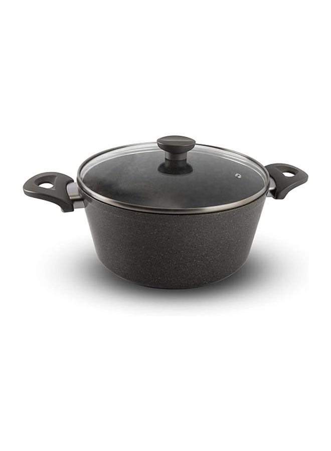 Top Chef Pot Granite Size 22 Grey Glass Lid
