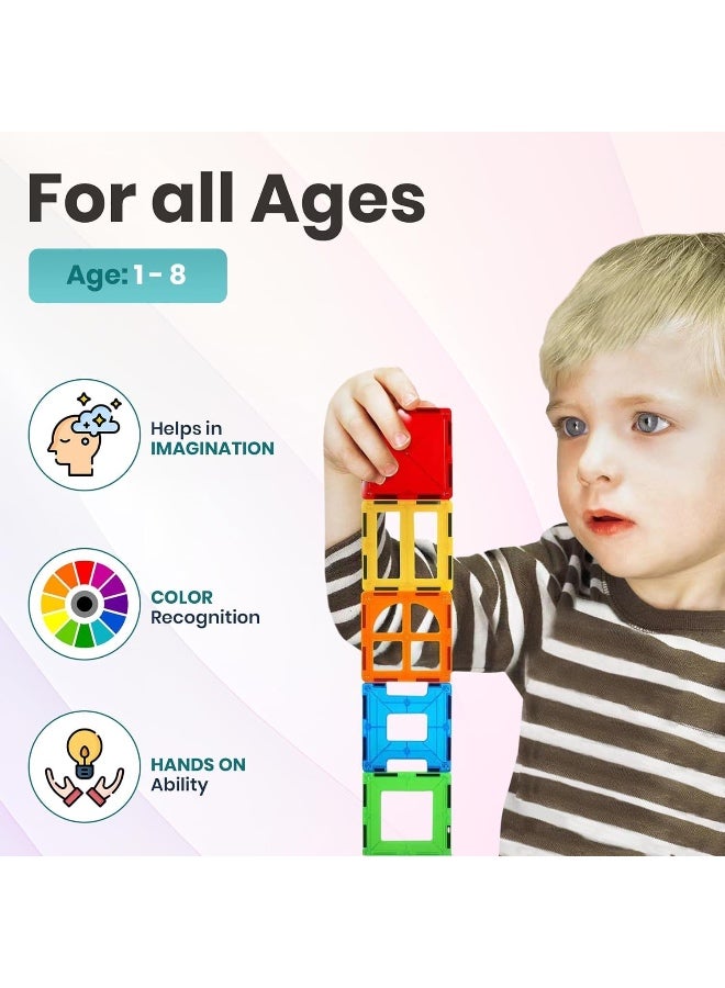 PLAYZO Magnetic Tiles for kids, 100 pcs 3D Building Blocks Constructional Set, Tiles Magnet for Girls Boys Sensory Magnetic Blocks Building Toys for Kids Preschool Learning Montessori Toy for 3 Year Old Toddler Age 3 to 8 - Image 5