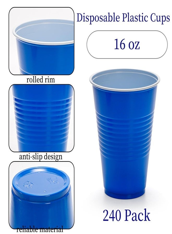 Goaste 240 Pack Plastic Party Cups, 16OZ Disposable Beverage Drinking Cups, Colorful Water Tumbler Cups for Birthday Party Bachelorette Camping Indoor Outdoor Events, Assorted Colors - Image 3