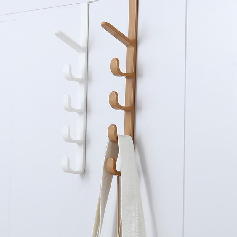 Nail-Free Multi-Function Over Door Hooks 2pcs White Plastic Coat and Hat Hangers for Home Bathroom Towel Storage Organizer - Image 3