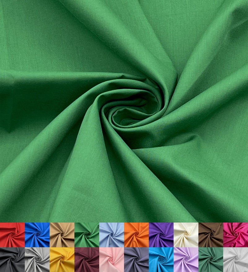 EOVEA - Cotton Polyester Fabric by The Yard â€“ 60" Wide Broadcloth Fabric, Soft, Lightweight & Breathable Material for Lining, Curtains, Bedding, Skirts, Sewing Projects (Kelly Green, 1 Yard) - Image 1