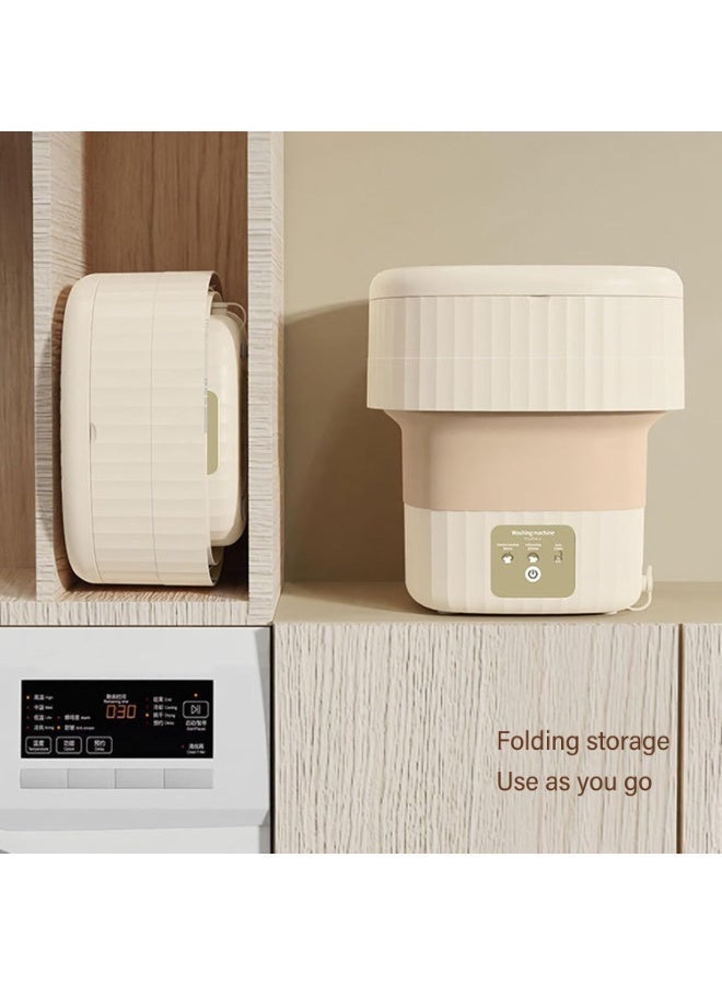 زيريفام غسالة ملابس صغيرة قابلة للطي، غسالة ملابس صغيرة سعة 9 لتر مع سلة عصر، تعقيم بالضوء الأزرق، ملابس أطفال وجوارب وأغراض صغيرة، غسالة صغيرة للشقق والمساكن الطلابية (لون كريمي) - Image 3