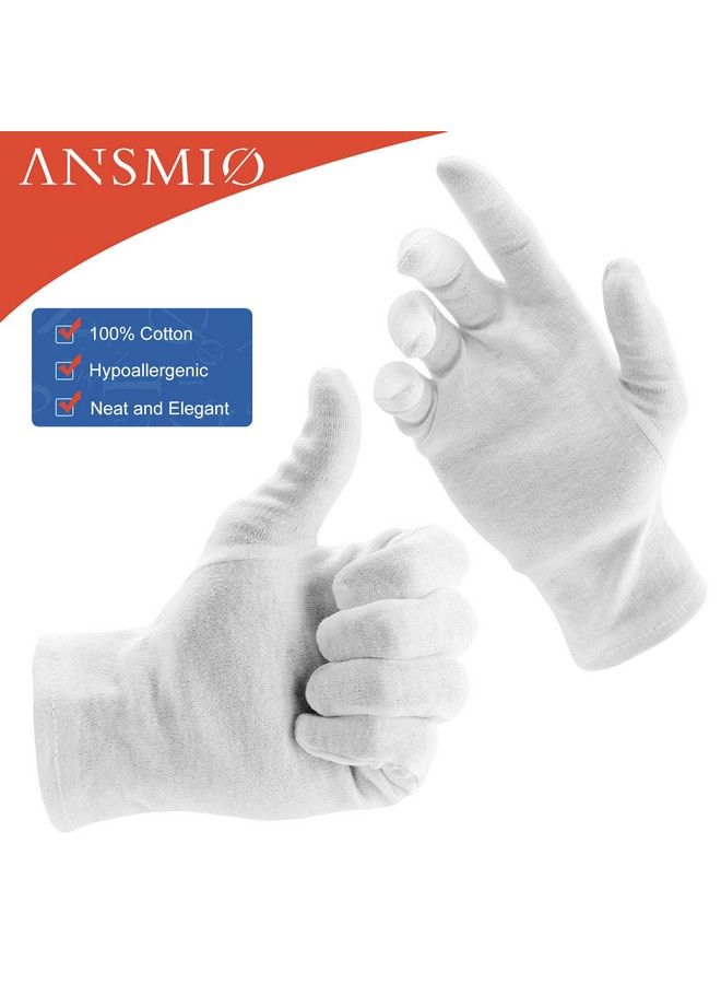 ANSMIO 2 Pairs Cotton Gloves White Gloves For Dry Hands Cotton Gloves For Eczema Moisturizing Night Gloves White Gloves 100% Cotton Size M (2 Pairs)  - Image 5