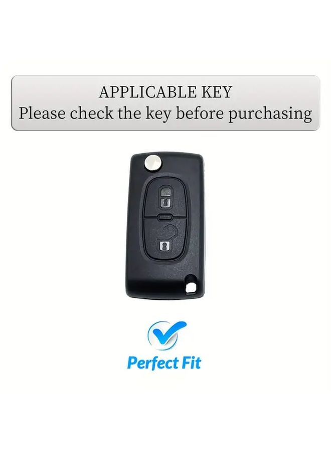 Black Golden TPU Key Fob Case with Keychain for Peugeot 207 307 308 407 408 3008 5008 Citroen C2 C3 C4 C5 C6 C8 2 Button - Image 3