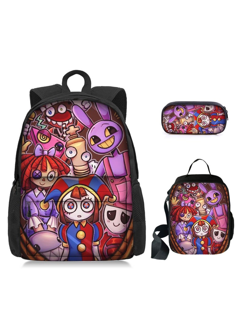 general 3 Pcs Anime The Amazing Digital Circus Backpack Set School Bag - Image 1