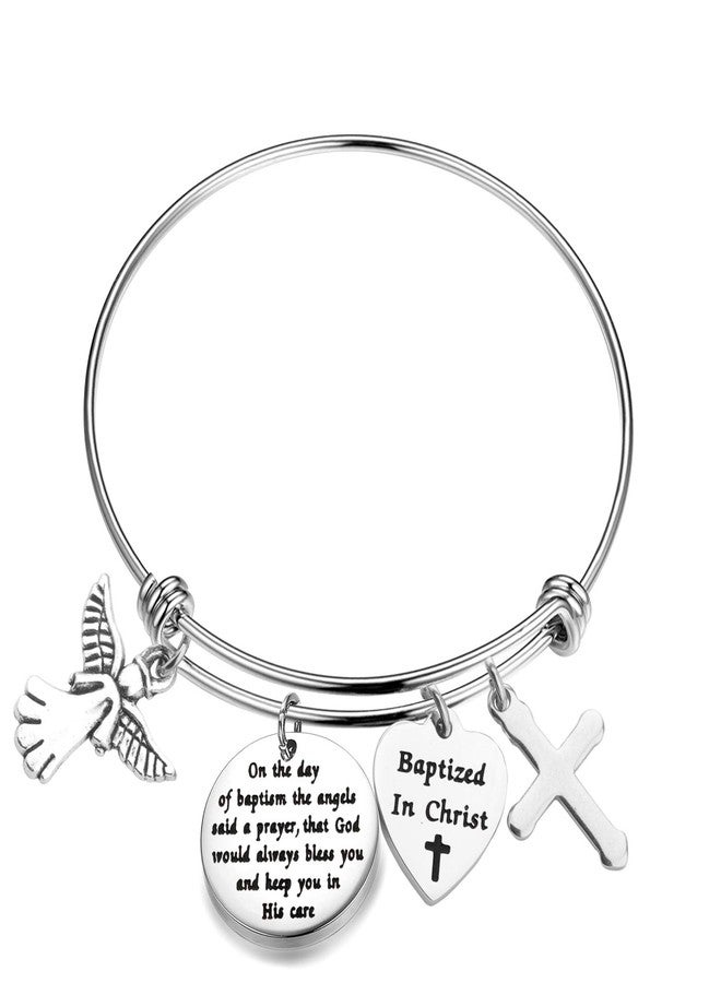 MYOSPARK Baptism Gift On The Day Of Baptized The Angels Said A Prayer Cross Bracelet Religious Gift For Family Friends (Baptized in christ bracelet) - Image 1