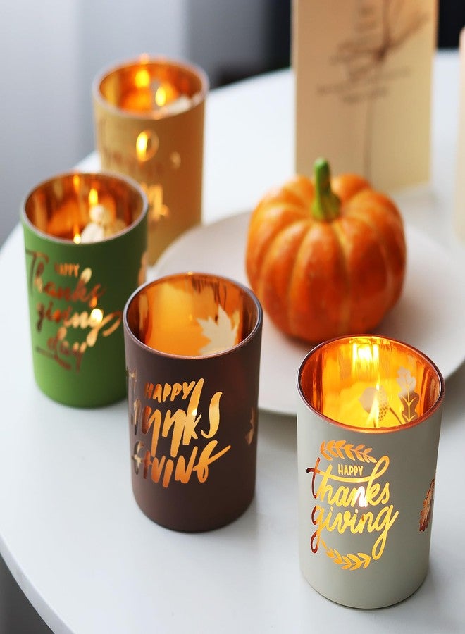 WDHODEC Thanksgiving Candle Holders 4PCS Votive for Fall, Party, Bedroom, Kitchen, Table Decor and Indoor Decorations - Image 1