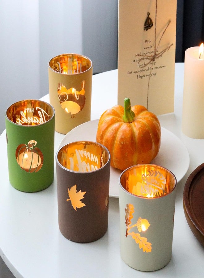 WDHODEC Thanksgiving Candle Holders 4PCS Votive for Fall, Party, Bedroom, Kitchen, Table Decor and Indoor Decorations - Image 2