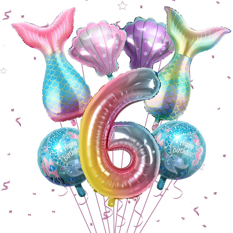 Sowide 6th Mermaid Birthday DecorationsPink Blue Balloons Kit Sea Balloon Tail Balloons for Girls Mermaid Party Baby Shower - Image 3