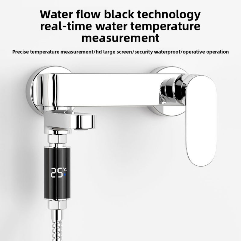 مقياس حرارة ماء صنبور الاستحمام للصنابير بقطر 1/2 بوصة – مضاد للماء، مع شاشة رقمية ذكية لعرض درجة الحرارة وضوء LED خارجي - Image 3