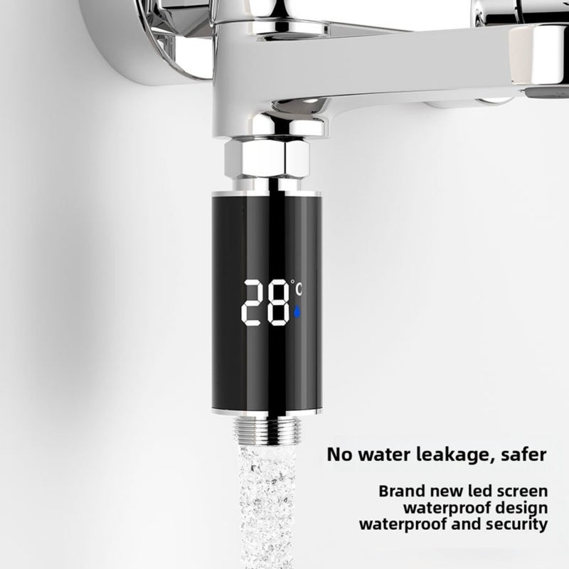مقياس حرارة ماء صنبور الاستحمام للصنابير بقطر 1/2 بوصة – مضاد للماء، مع شاشة رقمية ذكية لعرض درجة الحرارة وضوء LED خارجي - Image 4