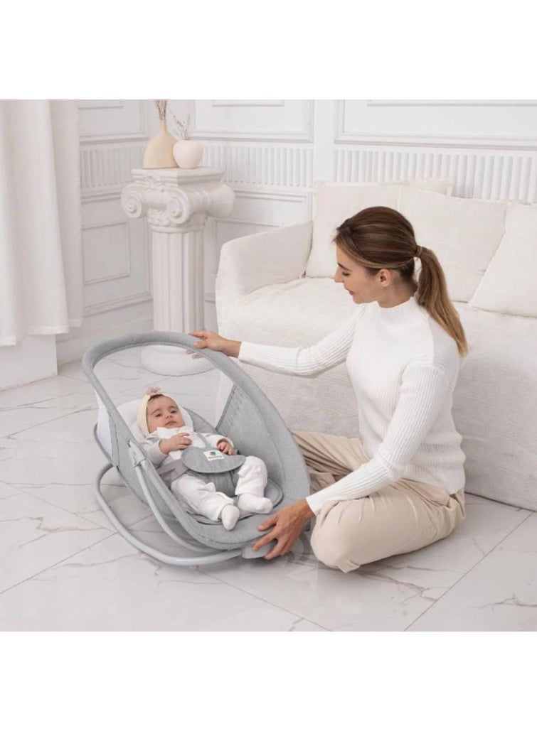 ارجوحة اطفال 4 في 1 للرضع مع طبق عشاء وتطبيق كونترو على هاتفك ومسند ظهر قابل للتعديل، كرسي هزاز كهربائي قابل للتعديل - Image 4