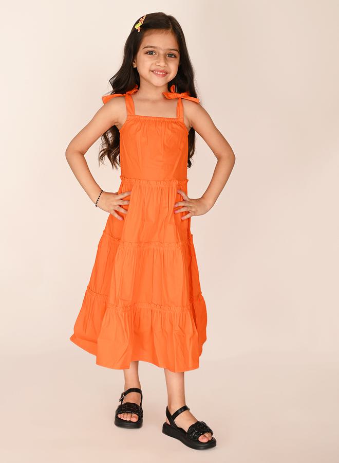LILPICKS LilPicks Tie Sleeves Ruffle Detail Tiered Midi Dress  - Image 4
