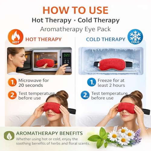 Aksobha Herbal Eye Mask for Migraine Relief – Chemical-Free Hot & Cold Therapy (Gel-Free) with Adjustable Strap | Microwaveable Reusable Cotton Eye Pack for Headache, Sinus, Puffy Eyes & Stress Relief - Image 4