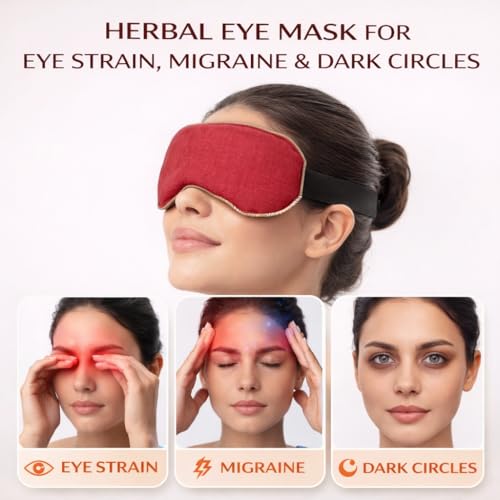 Aksobha Herbal Eye Mask for Migraine Relief – Chemical-Free Hot & Cold Therapy (Gel-Free) with Adjustable Strap | Microwaveable Reusable Cotton Eye Pack for Headache, Sinus, Puffy Eyes & Stress Relief - Image 2