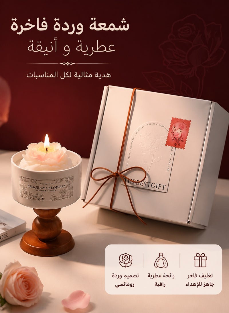 Golden Luxury Rose Shape Scented Candle Gift Set, Floral Flower Candle with Rose Vanilla Fragrance, Decorative Aromatherapy Candle for Home Decor, Birthday Wedding Anniversary Gift for Women - Image 1