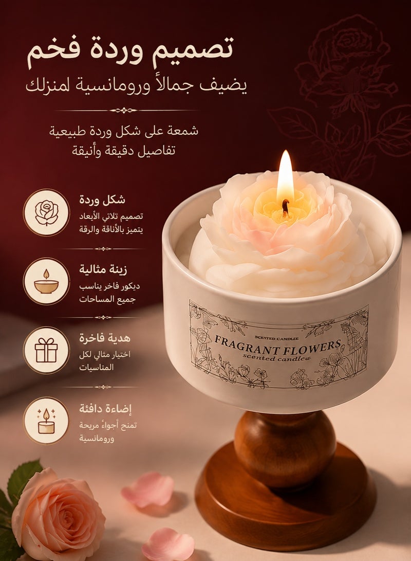 Golden Luxury Rose Shape Scented Candle Gift Set, Floral Flower Candle with Rose Vanilla Fragrance, Decorative Aromatherapy Candle for Home Decor, Birthday Wedding Anniversary Gift for Women - Image 2