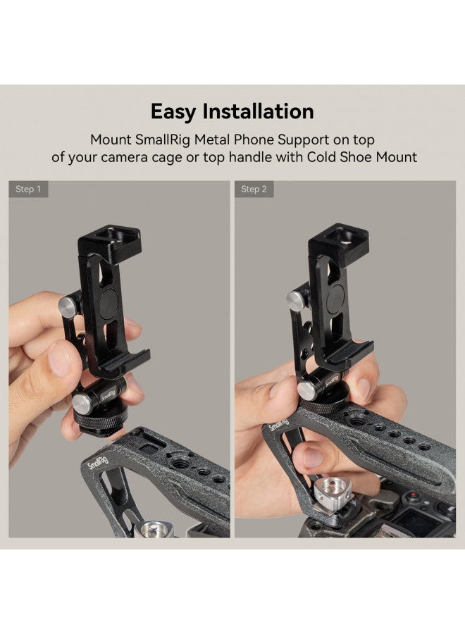 SMALLRIG Metal Phone Support with Cold Shoe Mount, Universal Cell Phone Mount Adapter Support Free Adjustment Joints, Phone Tripod Mount for iPhone 15 14, for Samsung Galaxy etc. - 4382 - Image 2