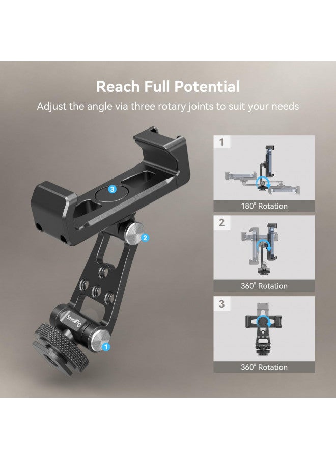 SMALLRIG Metal Phone Support with Cold Shoe Mount, Universal Cell Phone Mount Adapter Support Free Adjustment Joints, Phone Tripod Mount for iPhone 15 14, for Samsung Galaxy etc. - 4382 - Image 4