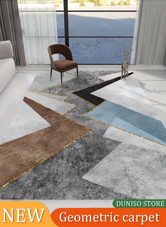 Loquat Rugs Living Room Rugs Modern Abstract Rug Geometric Carpet Non-slip Short Pile Rug Large Rugs for Living Room Soft Bedroom Area Rug (160*230 cm) - Image 1