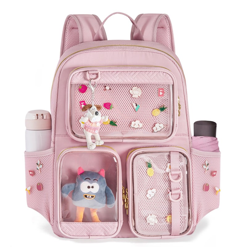 Prokva Ita Bag Pin Display Backpack with Insert, Kawaii Aesthetic Backpack with Laptop Sleeve for Cosplay and Concert, Pink (Pins NOT Included, Patent Design) - Image 1