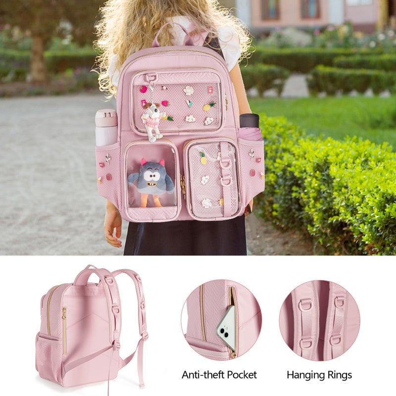 Prokva Ita Bag Pin Display Backpack with Insert, Kawaii Aesthetic Backpack with Laptop Sleeve for Cosplay and Concert, Pink (Pins NOT Included, Patent Design) - Image 5