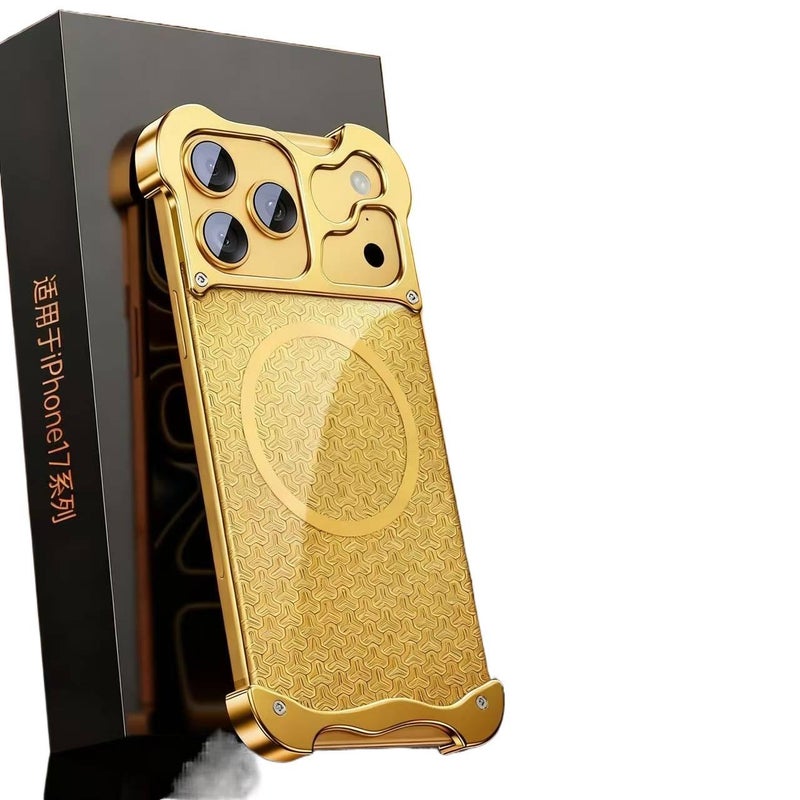 BB Metal MagSafe Case for iPhone 15 / 15 Plus / 15 Pro / 15 Pro Max with Drop Protection and Anti-Fingerprint plus Shockproof plus Frameless Design plus Bare Feel in Desert Gold - Image 1