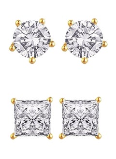 2 Pair Solitaire Stud Earrings