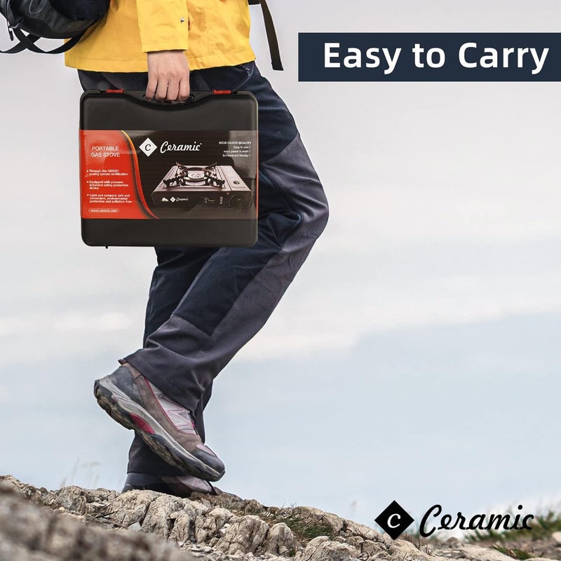 CERAMIC Portable Gas Stove for Camping Stove for Outdoor Cooking with Carrying Case Included (CE-6800) - Image 3