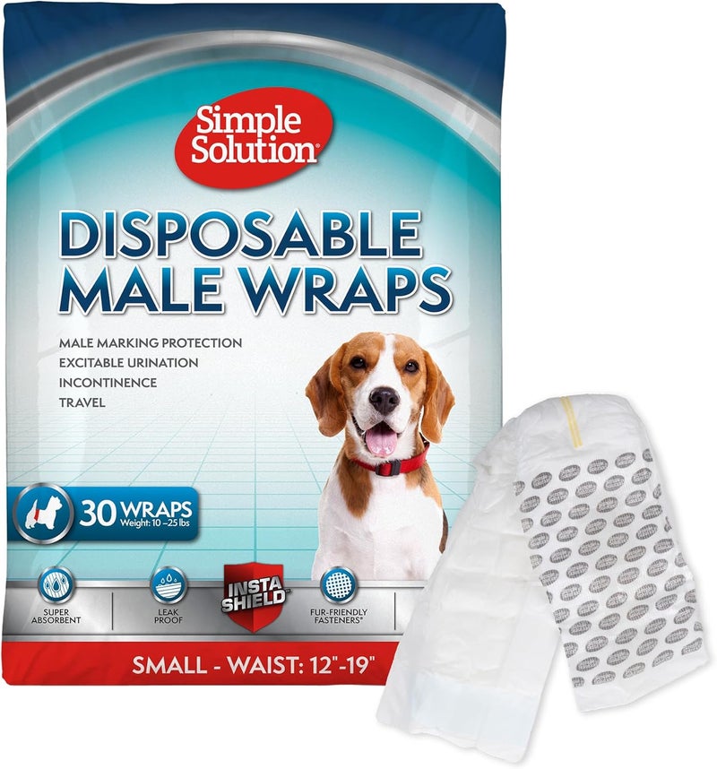 Simple Solution Disposable Dog Diapers for Male Dogs | Male Wraps with Super Absorbent Leak-Proof Fit | Excitable Urination, Incontinence, or Male Marking | Small | 30 Count - Image 1