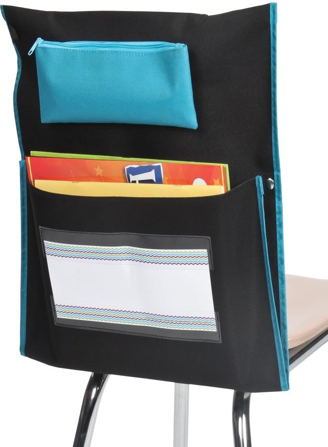 Really Good Stuff Deluxe Chair Pockets with Pencil Case, 6 Pack, Black, Chairback Buddy, Classroom Chair and Seat Storage Organizer, for Students and Classroom Organization - Image 1