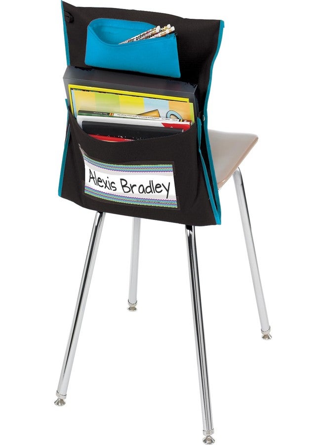 Really Good Stuff Deluxe Chair Pockets with Pencil Case, 6 Pack, Black, Chairback Buddy, Classroom Chair and Seat Storage Organizer, for Students and Classroom Organization - Image 2