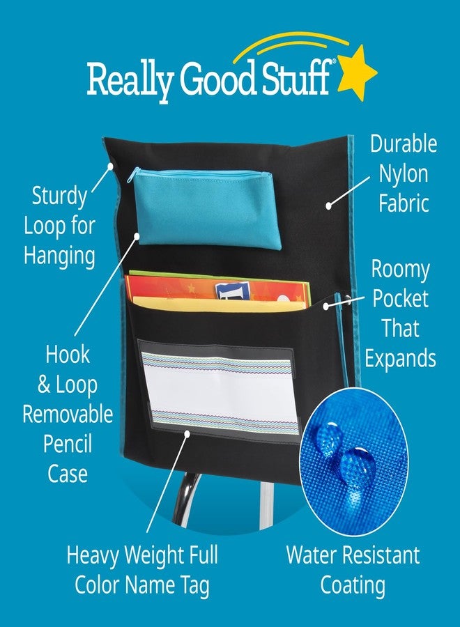 Really Good Stuff Deluxe Chair Pockets with Pencil Case, 6 Pack, Black, Chairback Buddy, Classroom Chair and Seat Storage Organizer, for Students and Classroom Organization - Image 5
