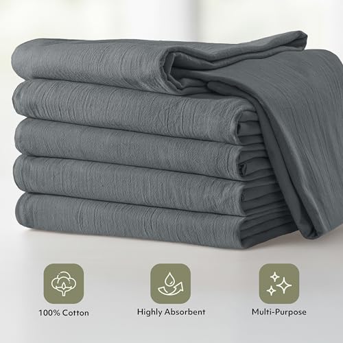 Utopia Kitchen Light Grey Flour Sack Towels [12 Pack - 28 x 28 Inch] 100% Cotton Tea Towels for Cleaning & Drying - Highly Absorbent Kitchen Dish Cloth - Image 4