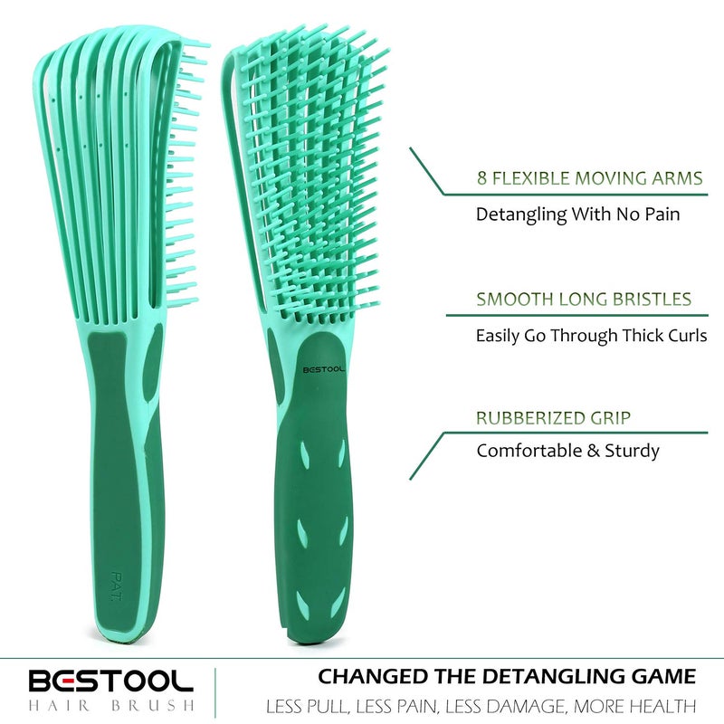 BESTOOL Hair Brush, Detangling Brush for Natural Black Hair, Detangling Brush for Curly Hair Afro 3/4abc, Ideal for Wet or Dry Hair (Green) - Image 2