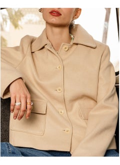 Beige Wool Buttoned Jacket with Pocket Details - pzsku/ZC81B27067B75849B186BZ/45/_/1739712334/65695528-764f-482e-8e97-4740ba8569da