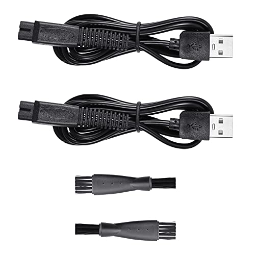 Smays Charging Cable Replacement for Hatteker Shaver Electric Micro Touch Solo Trimmer Razor Pitbull Skull Shaver USB Charger Cord with Brush 2Pack - Image 1